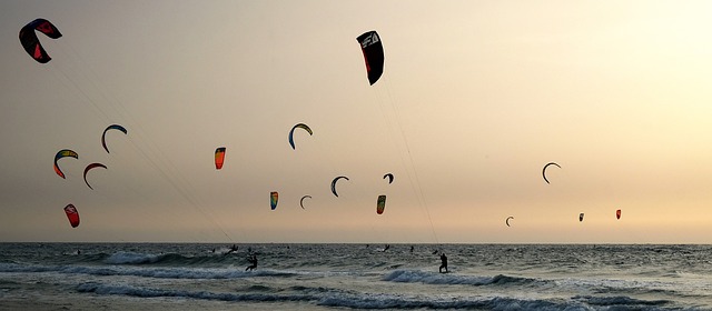 Kitesurfer on a windy day